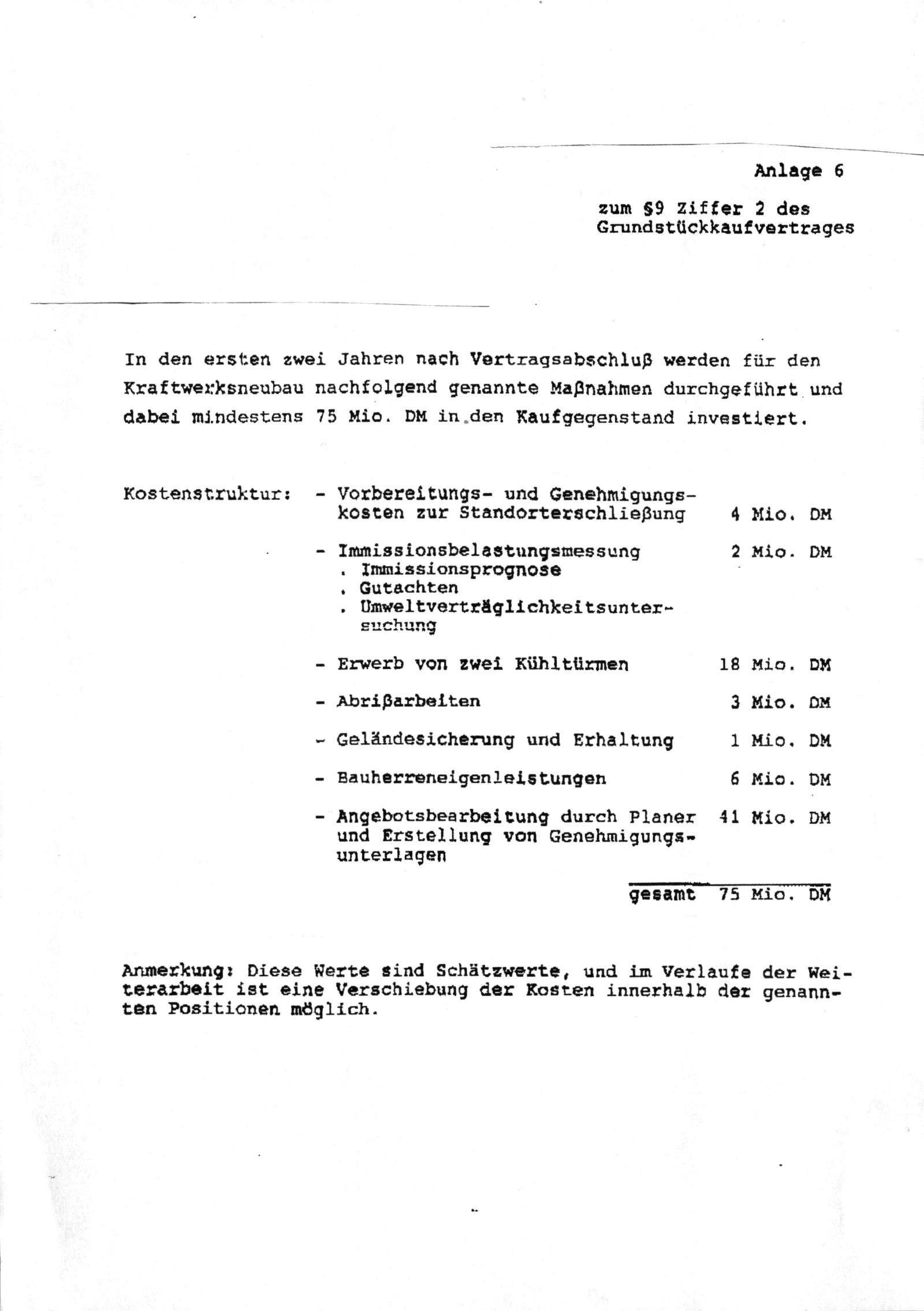 KKW Stendal - Invest Steinkohlekraftwerk 1992