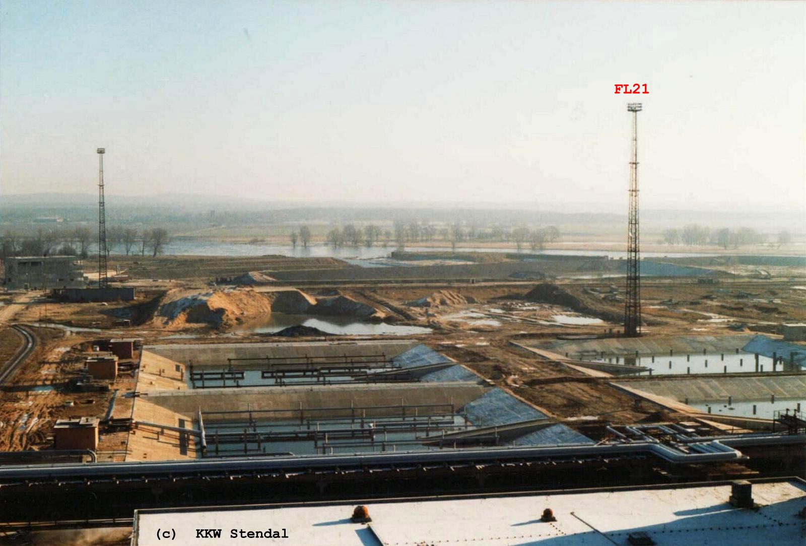  KKW Stendal, Baustelle 1990, Sicheres Nebenkhlwasser, Sprhteiche 
